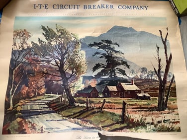 The Turn in the Road watercolor print reproduction by Theodore Kautzky(16.5in.x21in.)