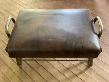 MCM footstool(metal and leather)