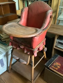 1930s solid wood convertible Highchair toddler table
