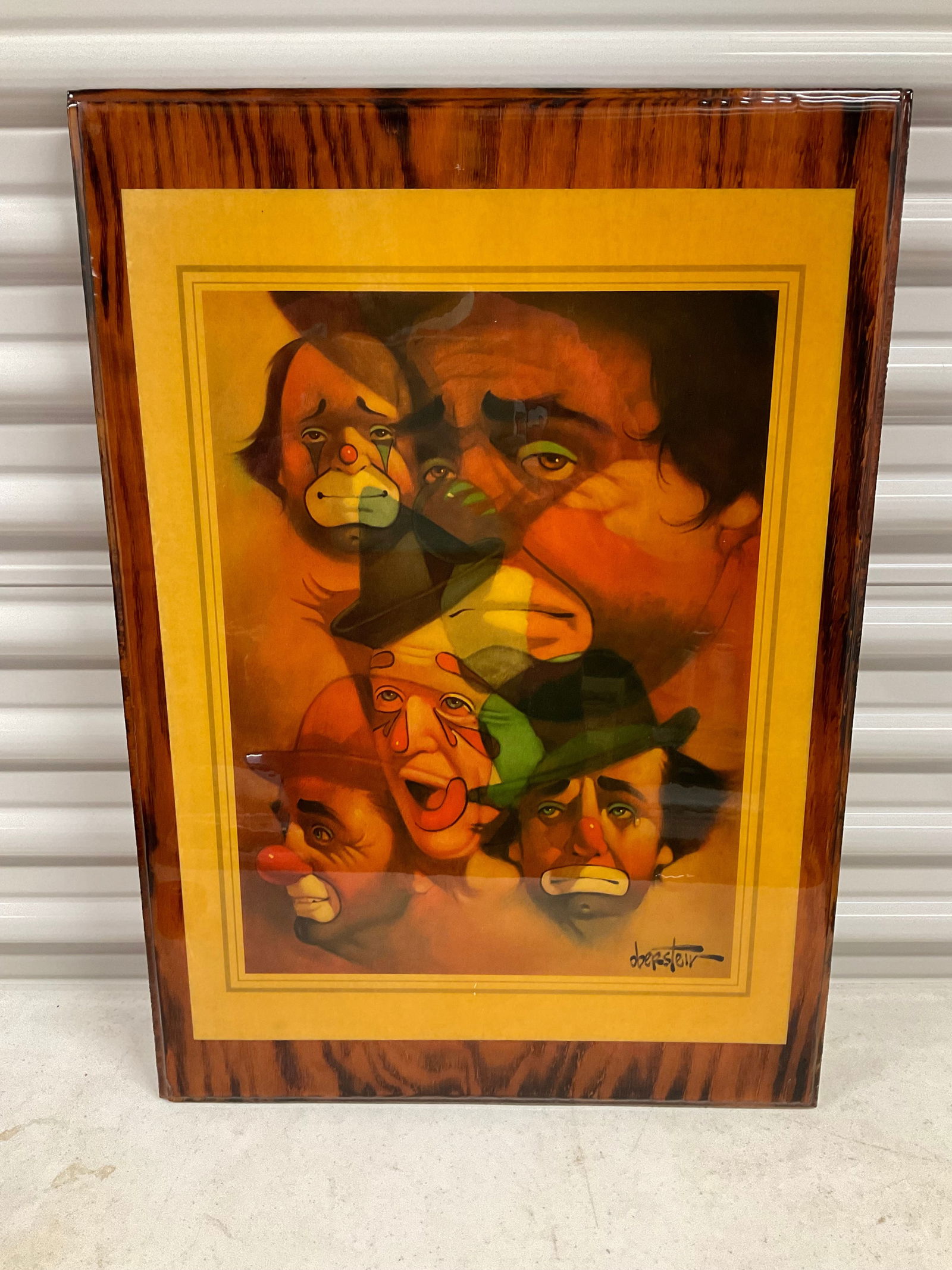 Chuck Oberstein Signed CLown artwork on wood 24x17 (1 of 2)