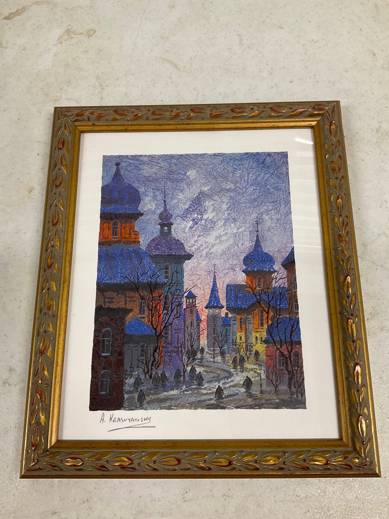 A Krasnyansky "Russian Golden Sunrise" serigraph in color 10x12: A Krasnyansky "Russian Golden Sunrise" serigraph in color 10x12