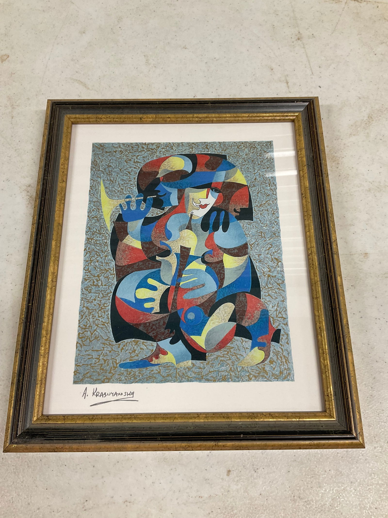A Krasnyansky 1998 "Harmony" serigraph signed abstract 12x10 (1 of 2)