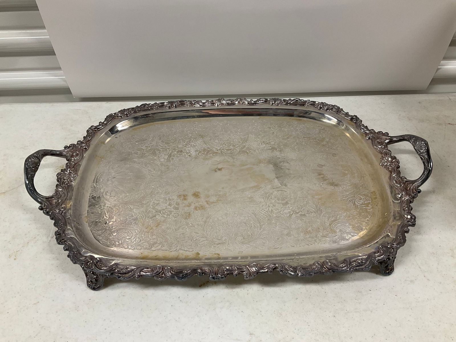 Sterling silver serving tray 22in (1 of 1)