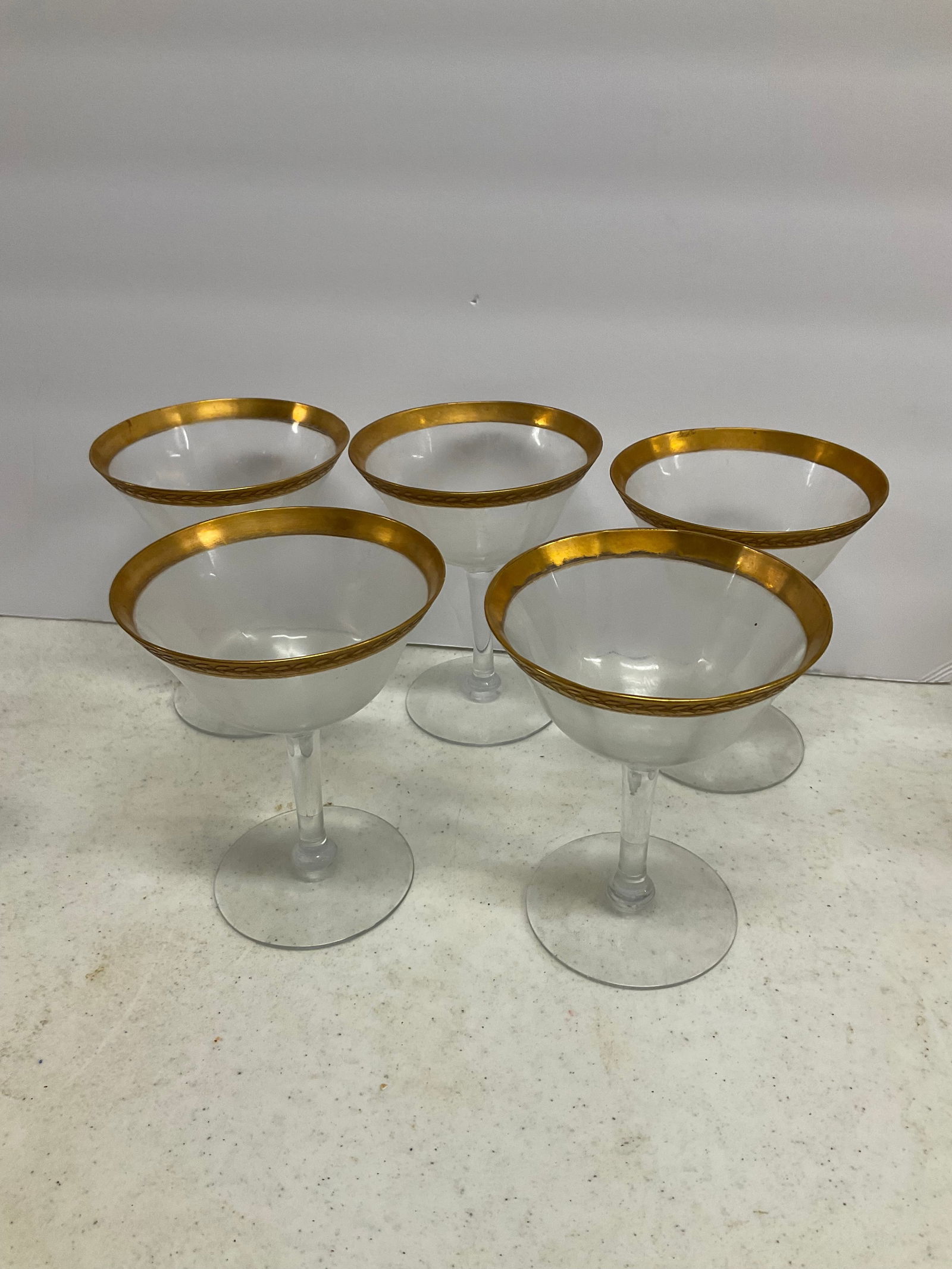 set of mcm gold rimmed glasses: set of mcm gold rimmed glasses