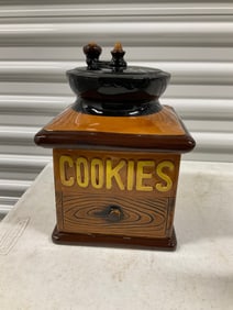 vintage porcelain coffee grinder cookie jar