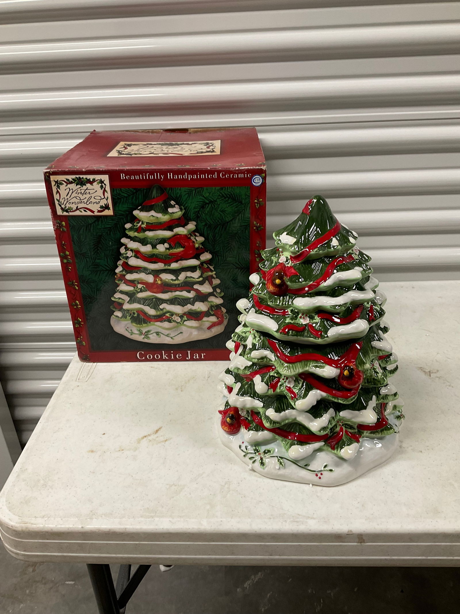 Vintage Susan Winget Christmas Tree cookie jar 13in (1 of 1)