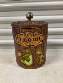 Vintage pear flour jar 10in