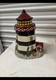 Vintage Lighthouse cookie jar 12in