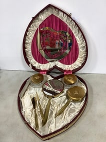 Vintage Womans Beauty Set - Heart Shaped Case