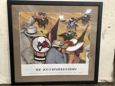 Framed and Signed 'The 2009 Kentucky Derby' Art Print(29inx31in)