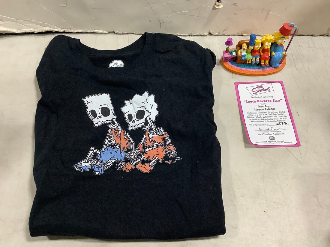 Vintage The Simpsons couch gags sculpture with COA and Bart and Lisa skeleton youth (1 of 1)