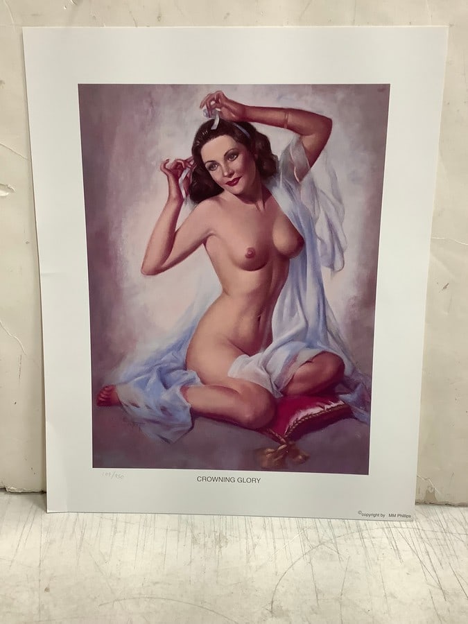 Vintage pin up art print Crowning Glory nude-artist Zoe Mosert(12in.x15in.): Vintage pin up art print Crowning Glory nude-artist Zoe Mosert(12in.x15in.)