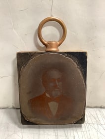 Early 1900s engraved copper wood photo negative printing block plate(3.5in.x5.5in.)