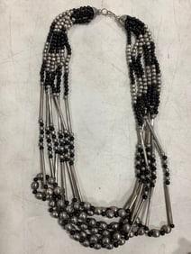 Vintage multi strand layered beaded necklace