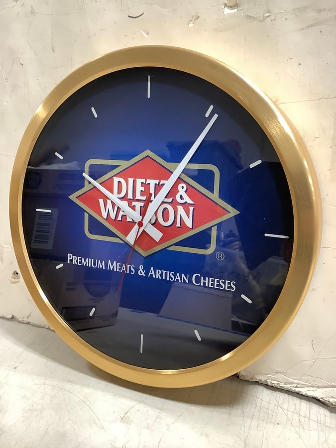 Dietz & Watson deli meats wall clock(14in.-new): Dietz & Watson deli meats wall clock(14in.-new)