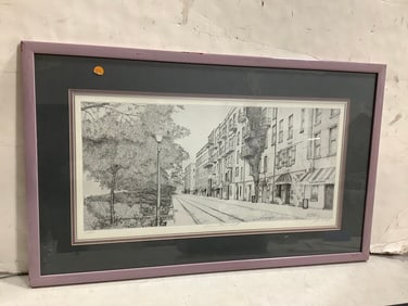 Framed and signed River Street East art print(19in.x31in.)