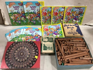 Puzzles, Danger Rangers kids educational books, and Lincoln Logs