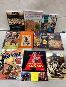 John Wayne scrapbook, The Complete Western Stories of Elmore Leonard, and other books