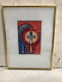Framed religious abstract artwork(12.25in.x16.25in.)