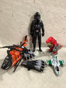 Star Wars rogue action figure(18in.tall), HESS plane, Tonka helicopter toy, and more