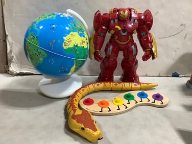 Marvel Iron Man Hulkbuster action figure,Shifu Orboot globe, Melissa & Doug rainbow caterpillar toy,