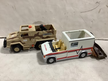 Playmobil ambulance truck and Toys R Us Sentinel 1 toy car