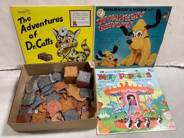 Children's LP records and toy blocks