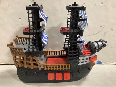 Fisher Price Imaginext Black Red Pirate Ship Sailboat