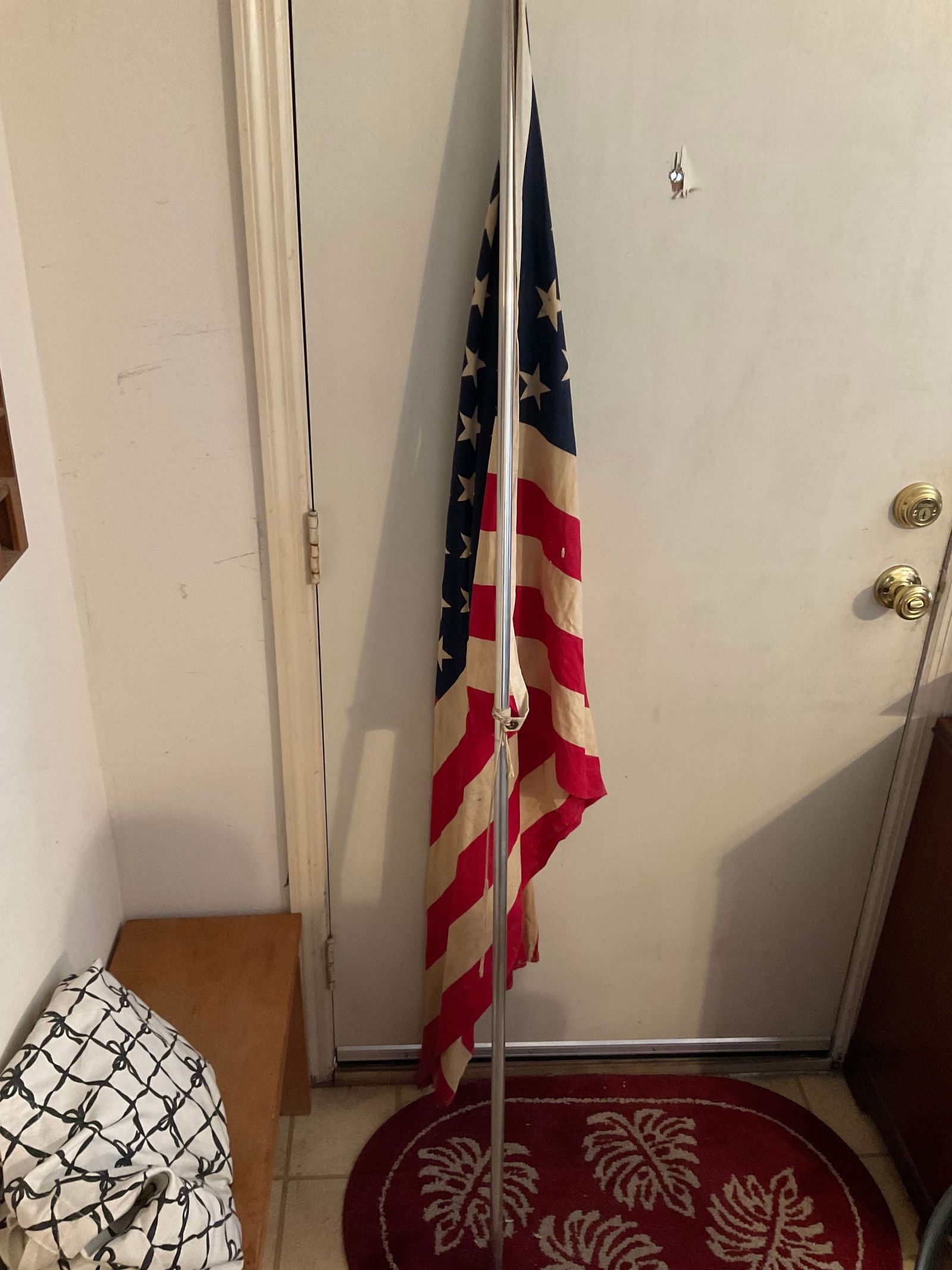 United States flag on pole: United States flag on pole