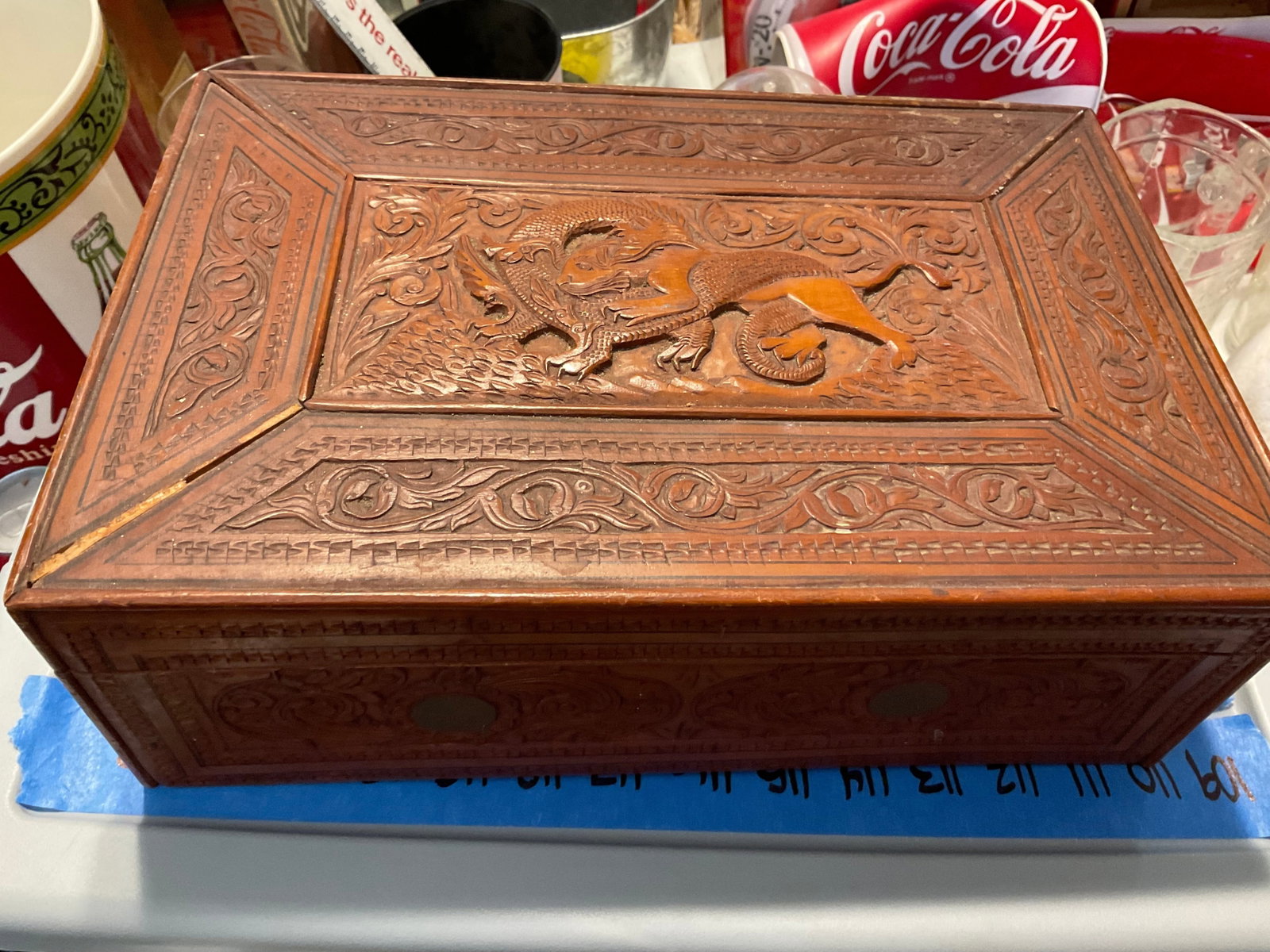 hand carved dragon box 12x8x4: hand carved dragon box 12x8x4