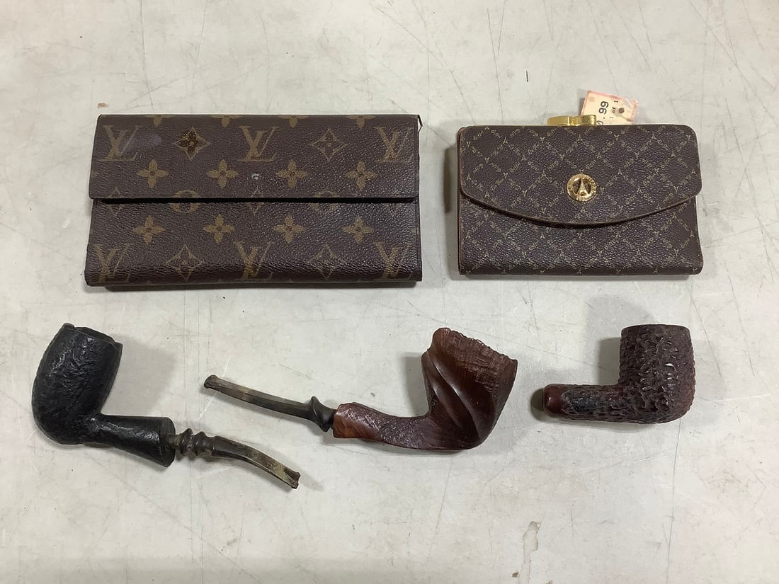 Handbags(Louis Vuitton and more) and wooden pipes