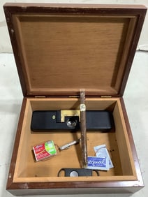 Vintage Jane cigar, matches, cigar box(11in.x9.5in.x4in.), and more