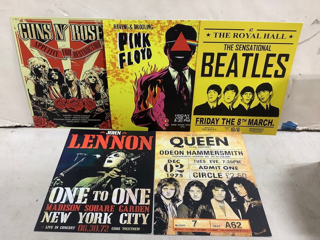 Rock concert repo card stock poster lot(Pink Floyd, Queen, Guns and Roses, and more (1 of 1)