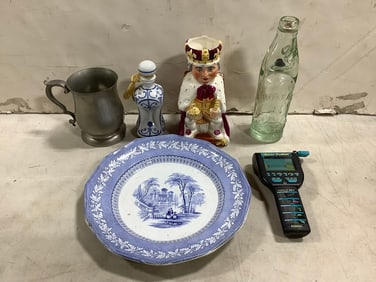 Stieff Pewter cup(5in.tall), Stafforshire mug(chipped), and more