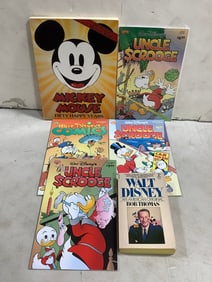 Walt Disney comics and books(Mickey Mouse fifty happy years, uncle Scrooge, and more-good condition)