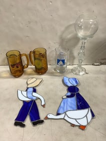 Stained decor, beer mugs, and more(tallest 12in.)