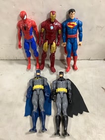 Toy action figures(Superman, Batman, Iron Man, and more)