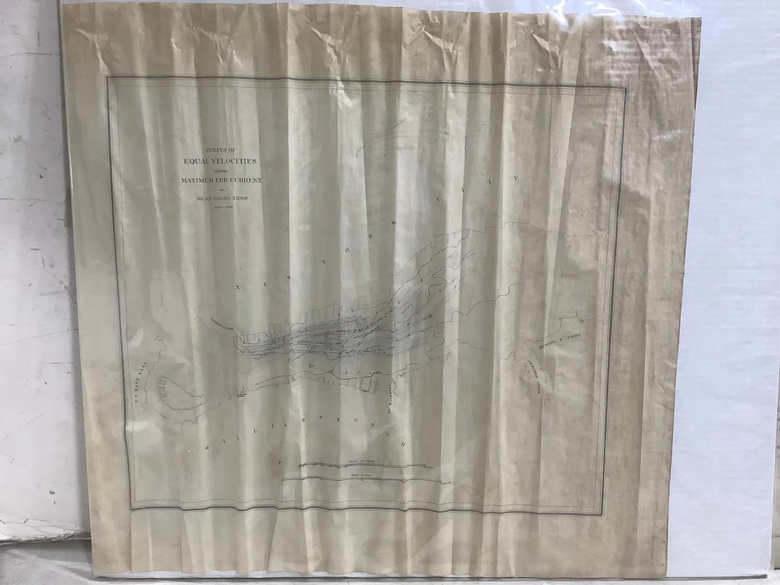 Harbor Lineboard Curves of equal velocities during maximum EBB current of mean spring: Harbor Lineboard Curves of equal velocities during maximum EBB current of mean spring tides(25.5in.x24in.)
