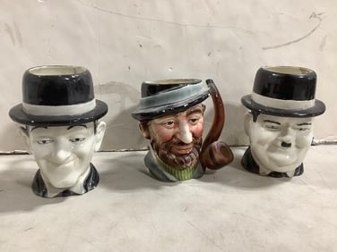 Pottery art mugs(6.5in.tallest)