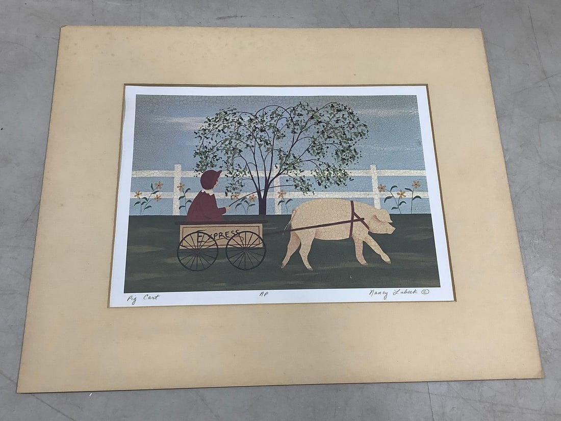 Pig Cart art print signed by Nancy Lubeck(12.5in.x15.5in.) (1 of 1)
