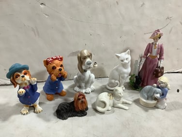 Decorative statues(Warner and Co., Lenox, Avon, etc.-tallest 9.5in.)