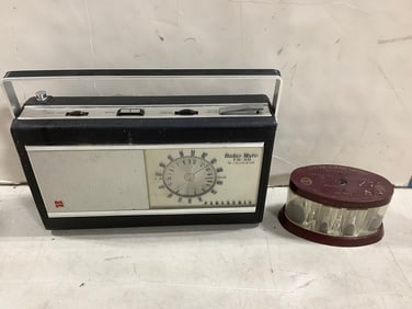 Central Federal Savings coin sorter and Panasonic transistor(model:RF-2000)