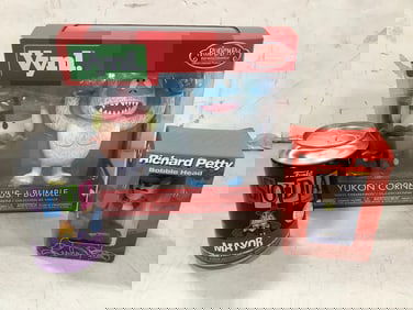 Richard Petty bobblehead, Rudolph- Yukon Cornelius and Bumble vinyl collectibles, and mores(brand