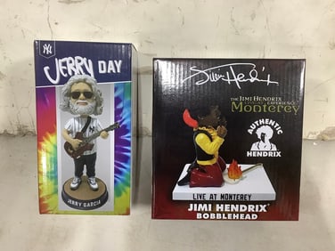 Jerry Day bobblehead and Jimi Hendrix bobblehead(both new in box)