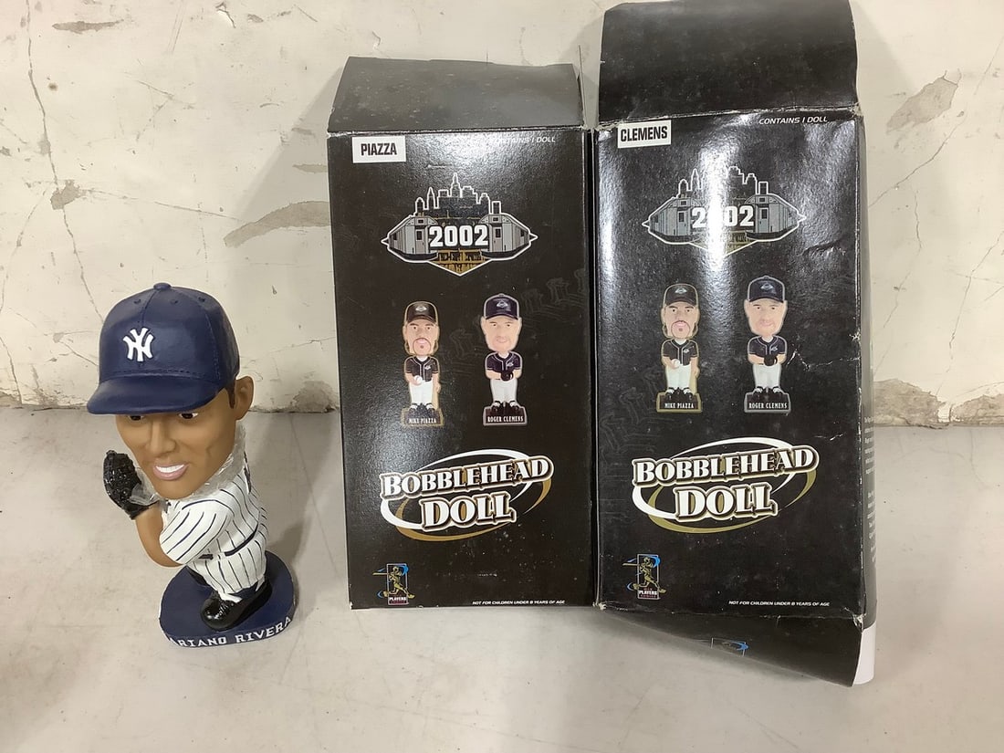 Mariano Rivera bobblehead and 2002 Clemens/Piazza bobbleheads (1 of 1)