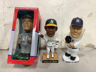 Collectible bobbleheads(2002 AL MVP, Andy Pettitte, Roger Clemens)