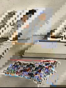 1990 Fleer baseball cards, Alex Rodriguez statue, and 2002 AL CY Young Award winner statue