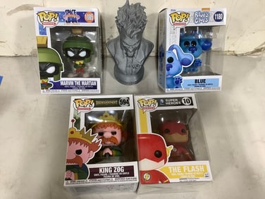 Funko Pop collectible figures(Marvin the Martian, King Zog, Blue, The Flash) and more
