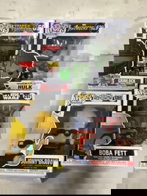 Funko Pop collectible figures(Johnny Bravo, Boba Fett, Grimlock, and more)
