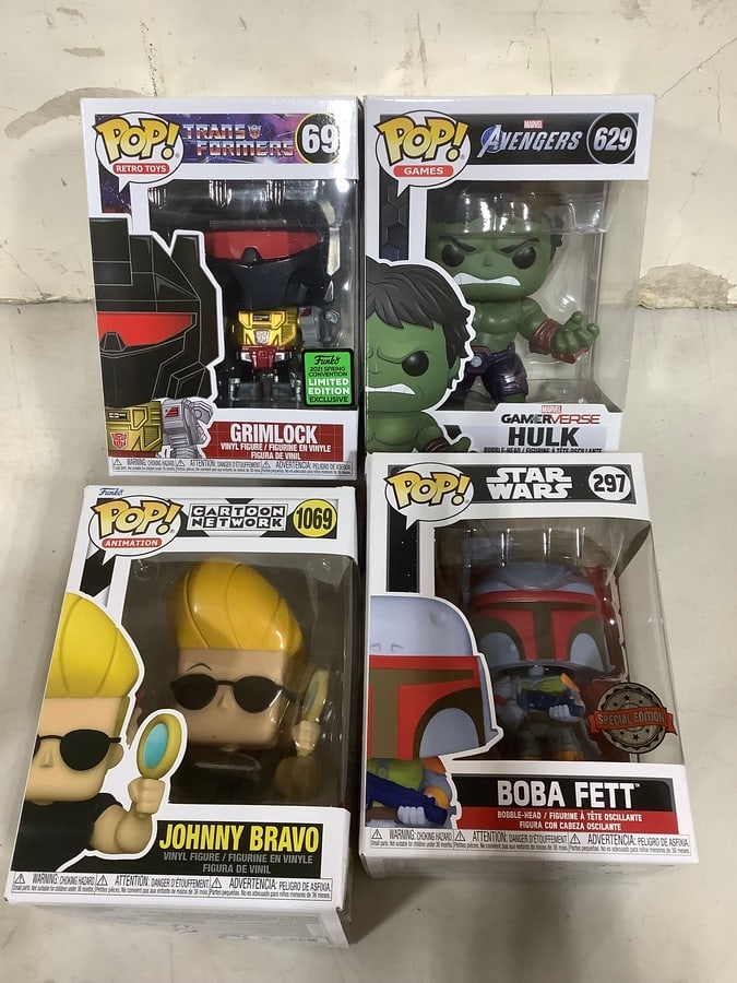 Funko Pop collectible figures(Johnny Bravo, Boba Fett, Grimlock, and more): Funko Pop collectible figures(Johnny Bravo, Boba Fett, Grimlock, and more)